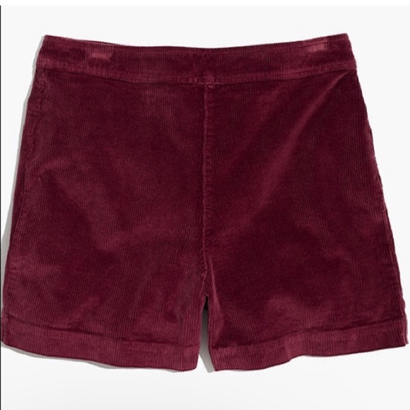 *SOLD* Madewell Williams High-Waisted Corduroy Shorts in Burgundy - Picture 4 of 7